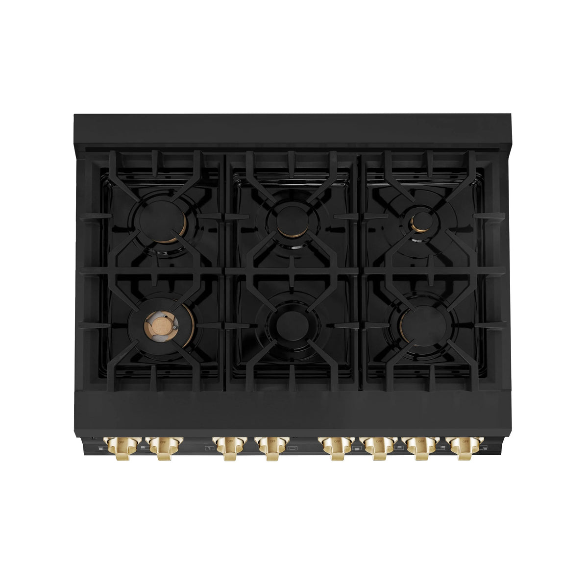 ZLINE - 36&quot; Autograph Edition Kitchen Package with Black Stainless Steel Dual Fuel Range and Range Hood with Gold Accents (2AKP-RABRH36-G)