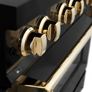 ZLINE - 48" Autograph Edition Kitchen Package with Black Stainless Steel Dual Fuel Range and Range Hood with Gold Accents (2AKP-RABRH48-G)