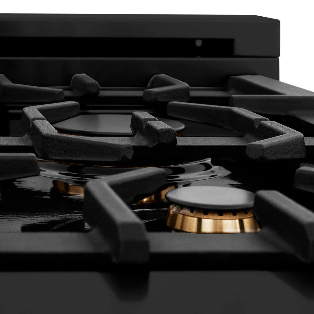 ZLINE - 30 in. Legacy Gas Rangetop with 4 Brass Burners and Porcelain Cooktop in Black Stainless Steel (RTB-BR-30)