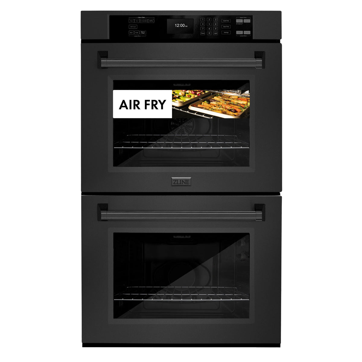 ZLINE - 30 in. Professional True Convection Double Wall Oven with Air Fry and Self Clean in Black Stainless Steel