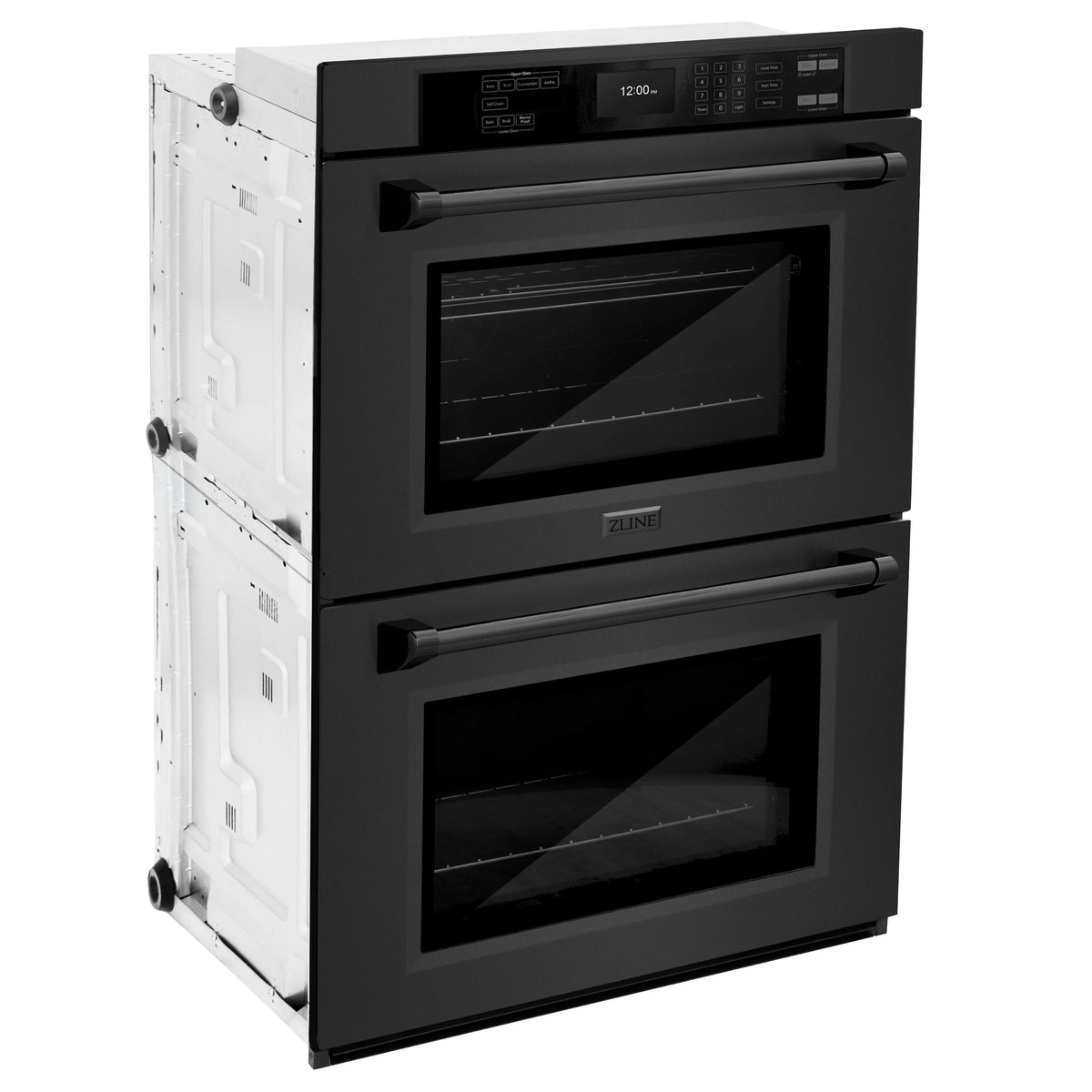 ZLINE - 30 in. Professional True Convection Double Wall Oven with Air Fry and Self Clean in Black Stainless Steel