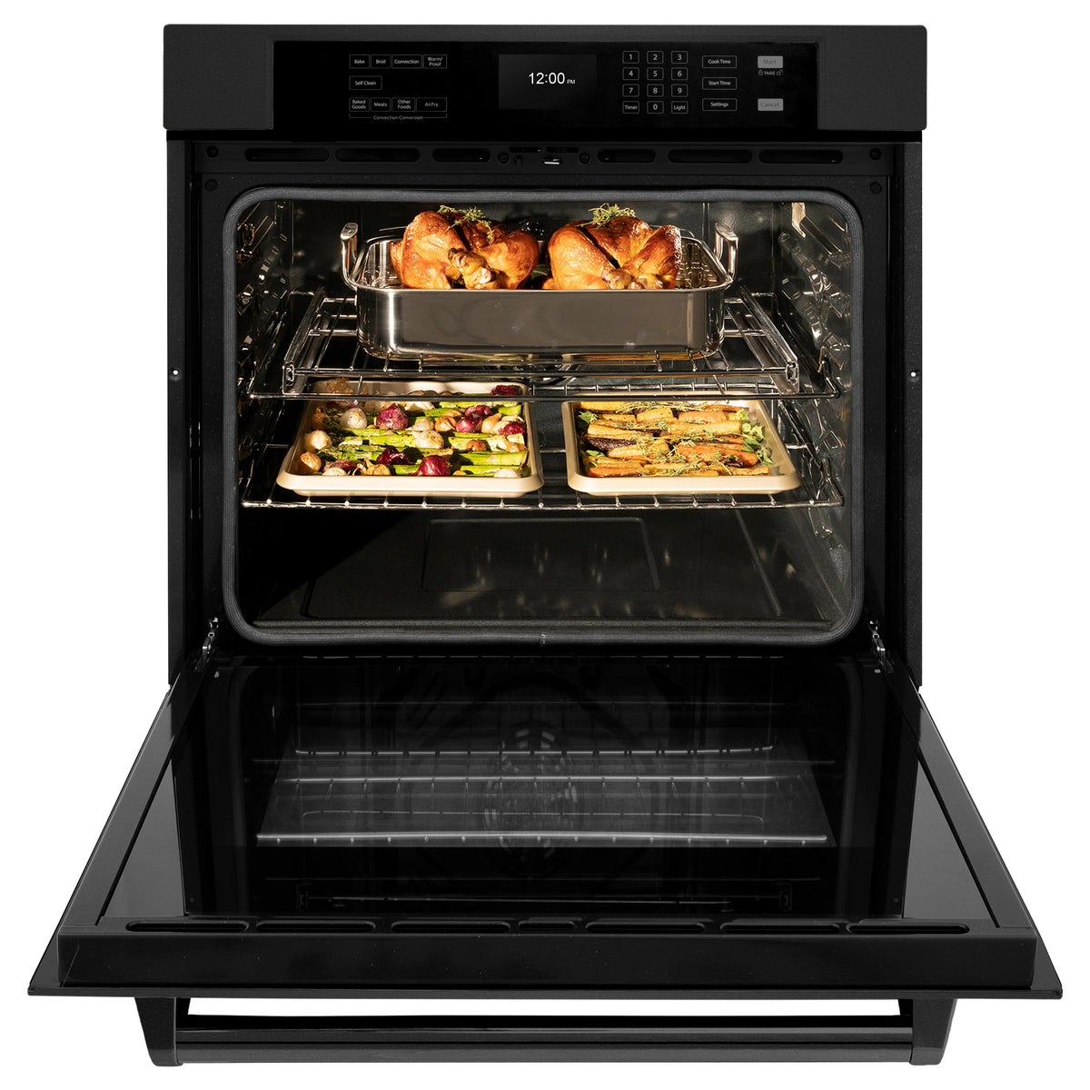 ZLINE - 30 in. Professional True Convection Single Wall Oven with Air Fry and Self Clean in Black Stainless Steel