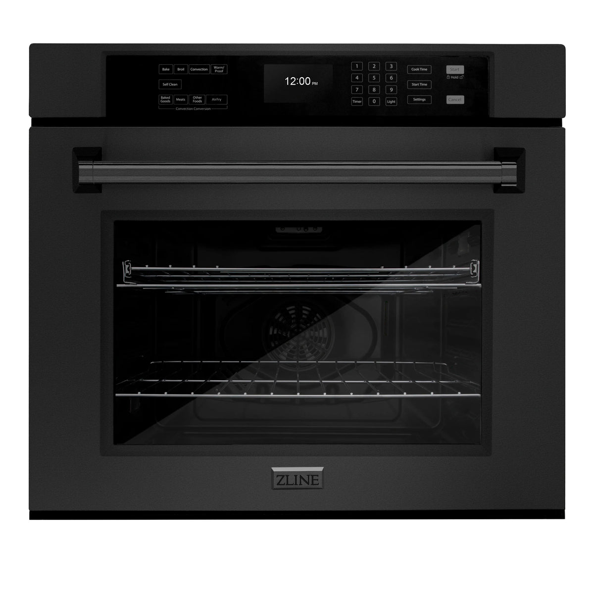 ZLINE - 30 in. Professional True Convection Single Wall Oven with Air Fry and Self Clean in Black Stainless Steel