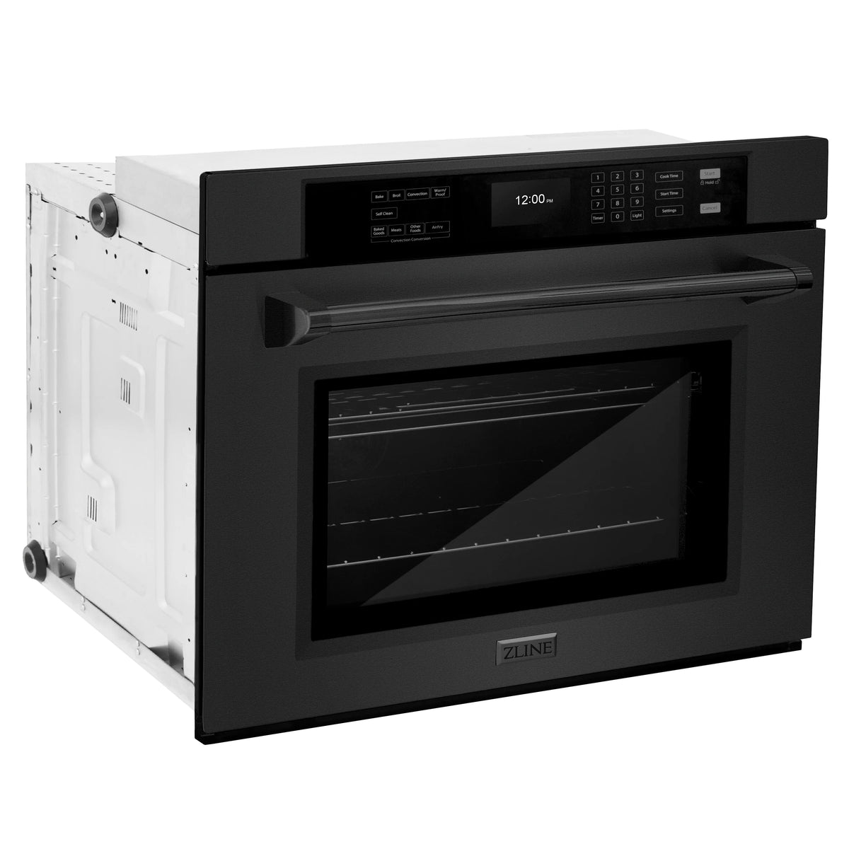 ZLINE - 30 in. Professional True Convection Single Wall Oven with Air Fry and Self Clean in Black Stainless Steel