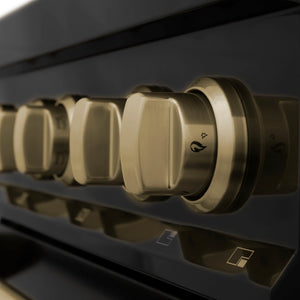 ZLINE Autograph Edition 30" 4.0 cu. ft. Dual Fuel Range, Gas Stove, Electric Oven in Black Stainless Steel with Champagne Bronze Accents