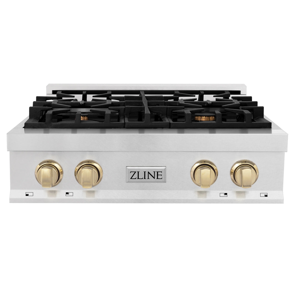 ZLINE - Autograph Edition 30&quot; Porcelain Rangetop with 4 Gas Burners in Fingerprint Resistant Stainless Steel and Gold Accents (RTSZ-30-G)