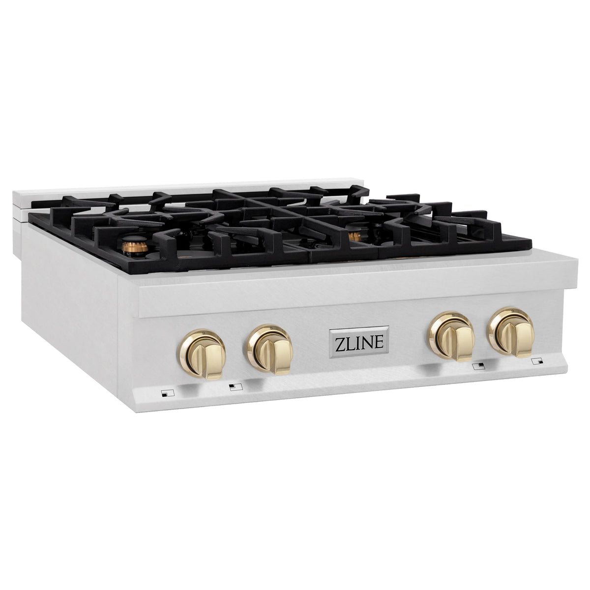 ZLINE - Autograph Edition 30&quot; Porcelain Rangetop with 4 Gas Burners in Fingerprint Resistant Stainless Steel and Gold Accents (RTSZ-30-G)
