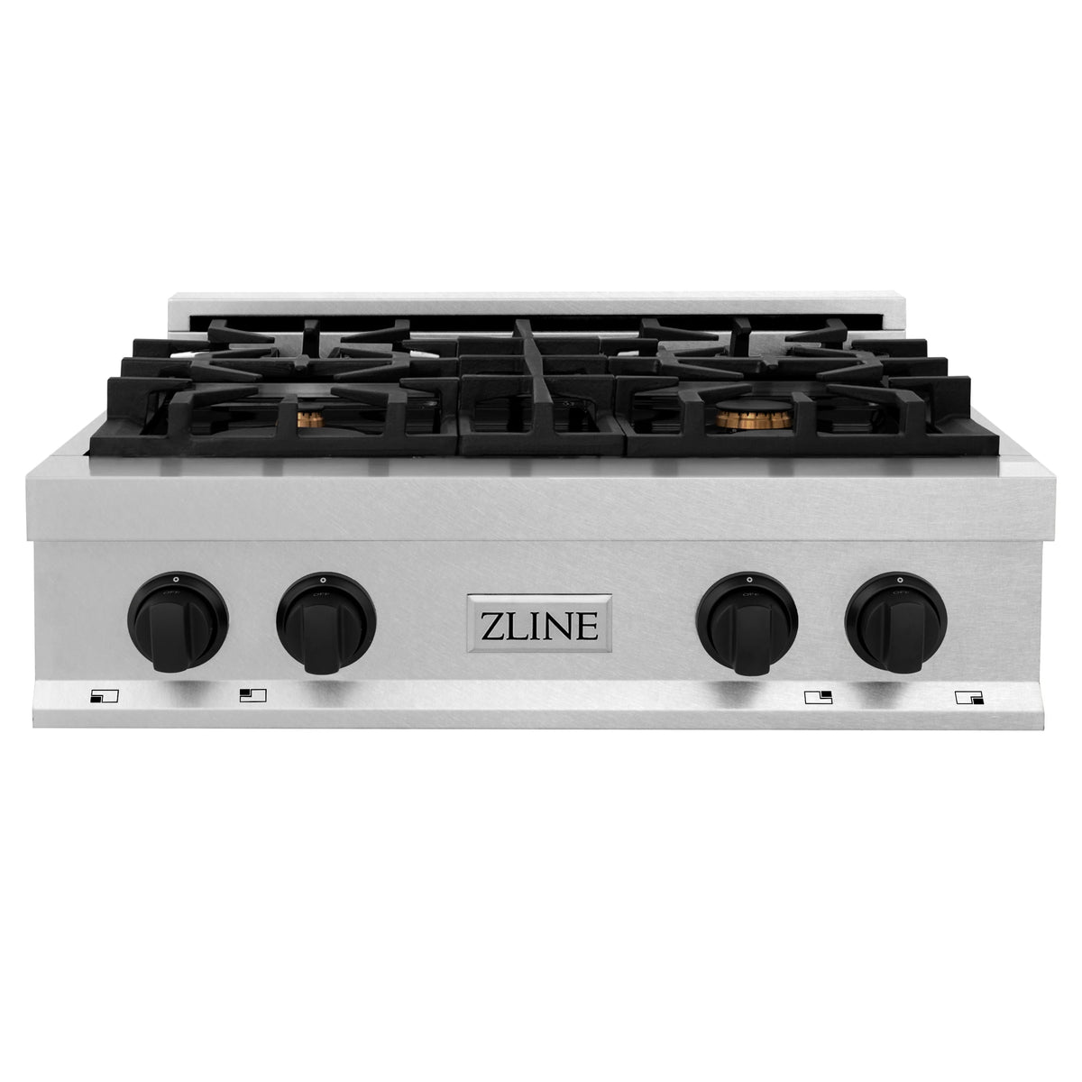 ZLINE - Autograph Edition 30&quot; Porcelain Rangetop with 4 Gas Burners in Fingerprint Resistant Stainless Steel and Matte Black Accents (RTSZ-30-MB)