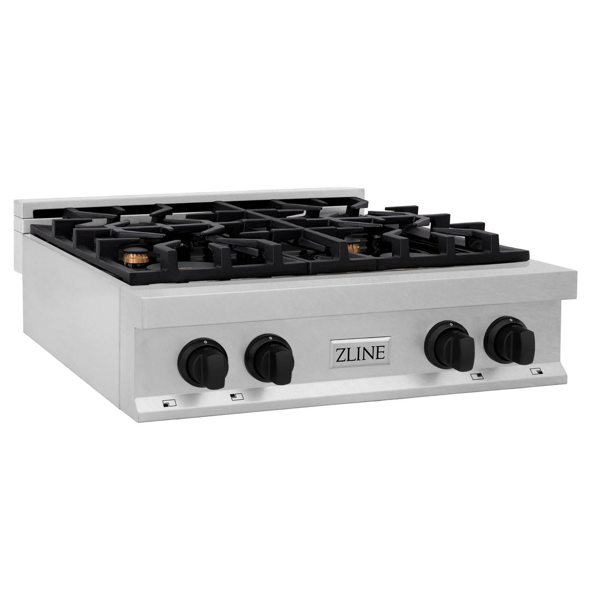 ZLINE - Autograph Edition 30&quot; Porcelain Rangetop with 4 Gas Burners in Fingerprint Resistant Stainless Steel and Matte Black Accents (RTSZ-30-MB)