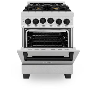 ZLINE Autograph Edition 24" 2.8 cu. ft. Range with Gas Stove, Gas Oven in Fingerprint Resistant Stainless Steel, Matte Black Accents