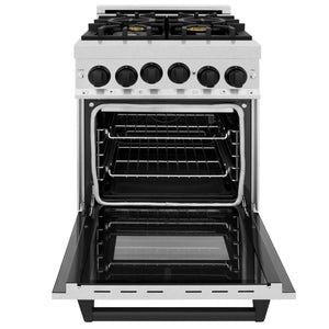 ZLINE Autograph Edition 24" 2.8 cu. ft. Range with Gas Stove, Gas Oven in Fingerprint Resistant Stainless Steel, Matte Black Accents