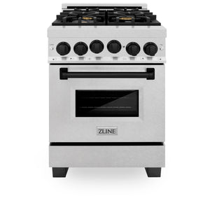 ZLINE Autograph Edition 24" 2.8 cu. ft. Range with Gas Stove, Gas Oven in Fingerprint Resistant Stainless Steel, Matte Black Accents