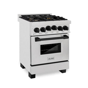 ZLINE Autograph Edition 24" 2.8 cu. ft. Range with Gas Stove, Gas Oven in Fingerprint Resistant Stainless Steel, Matte Black Accents