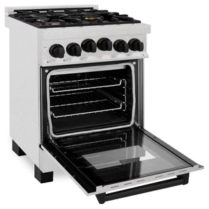 ZLINE Autograph Edition 24" 2.8 cu. ft. Range with Gas Stove, Gas Oven in Fingerprint Resistant Stainless Steel, Matte Black Accents