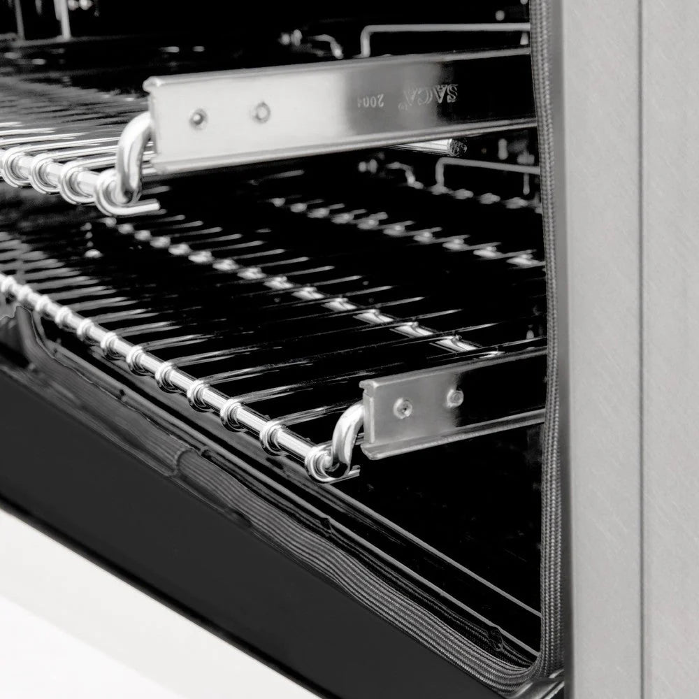 ZLINE - 24 in. 2.8 cu. ft. Legacy Dual Fuel Range with 4 Burner Gas Cooktop and Electric Convection Oven in Satin Stainless Steel and White Matte Door