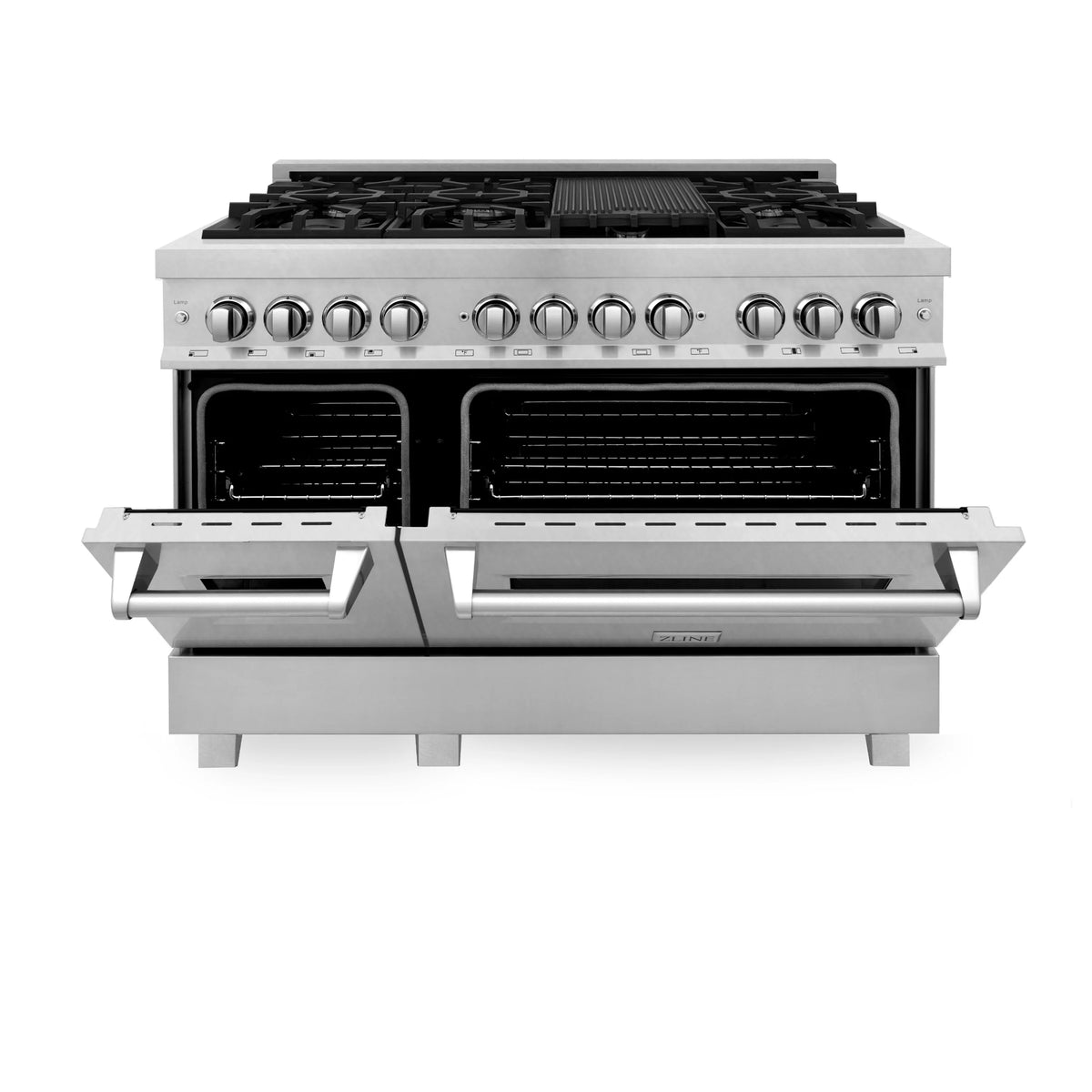 ZLINE - 48 in. 6.0 cu. ft. Legacy Dual Fuel Range with 7 Burner Gas Cooktop and 2 Electric Ovens in Satin Stainless Steel (RAS-SN-48)