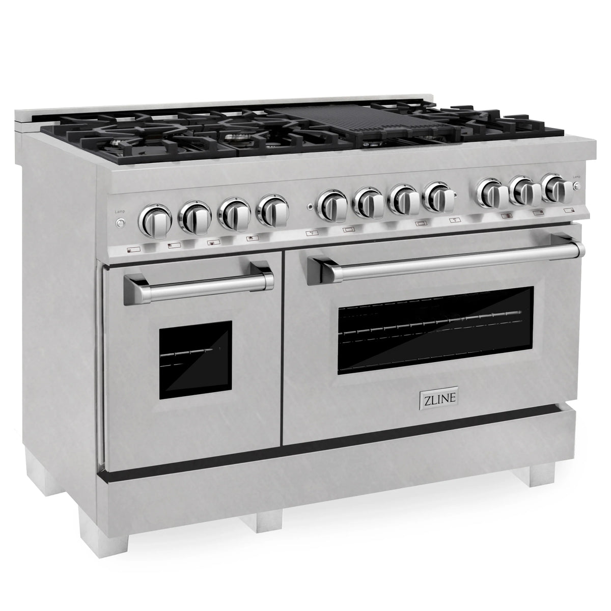 ZLINE - 48 in. 6.0 cu. ft. Legacy Dual Fuel Range with 7 Burner Gas Cooktop and 2 Electric Ovens in Satin Stainless Steel (RAS-SN-48)
