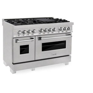 ZLINE - 48 in. 6.0 cu. ft. Legacy Dual Fuel Range with 7 Burner Gas Cooktop and 2 Electric Ovens in Satin Stainless Steel (RAS-SN-48)