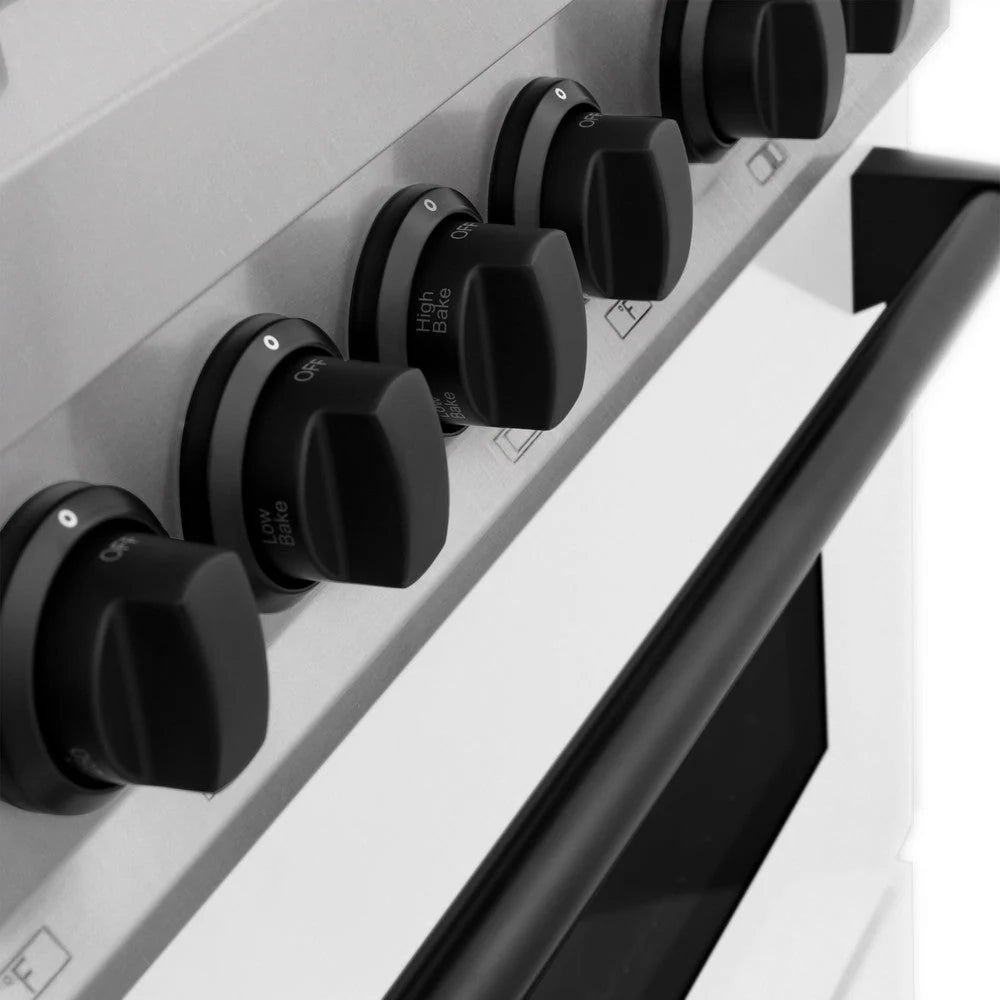 ZLINE - Autograph Edition 60 in. 7.4 cu. ft. Legacy Dual Fuel Range with 9 Burner Gas Cooktop and 2 Electric Convection Ovens in Stainless Steel with White Matte Doors and Matte Black Accents