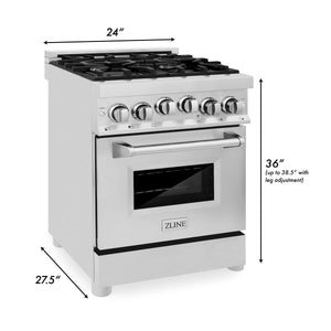 ZLINE 24" 2.8 cu. ft. Gas Oven and Gas Cooktop Range with Griddle in Stainless Steel (RG-GR-24)