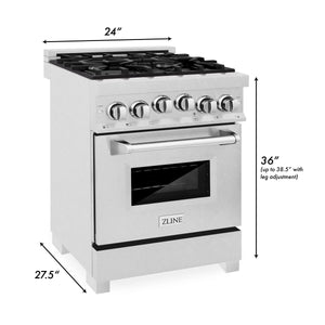 ZLINE 24" 2.8 cu. ft. Gas Oven and Gas Cooktop Range with Griddle in Fingerprint Resistant Stainless Steel (RGS-SN-GR-24)