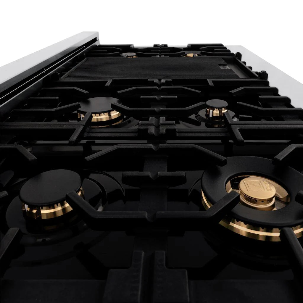 ZLINE - Autograph Edition 48 in. Legacy Gas Rangetop with 7 Burners and Porcelain Cooktop in Stainless Steel with Matte Black Accents (RTZ-48-MB)