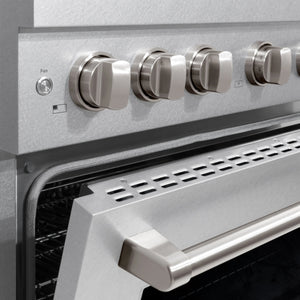 ZLINE - 36 in. 5.2 cu. ft. Paramount Dual Fuel Range with 6 Burner Gas Cooktop and Electric Convection Oven in Satin Stainless Steel (SDRS-36)