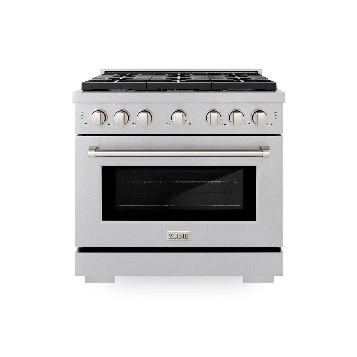 ZLINE - 36 in. 5.2 cu. ft. Paramount Dual Fuel Range with 6 Burner Gas Cooktop and Electric Convection Oven in Satin Stainless Steel (SDRS-36)