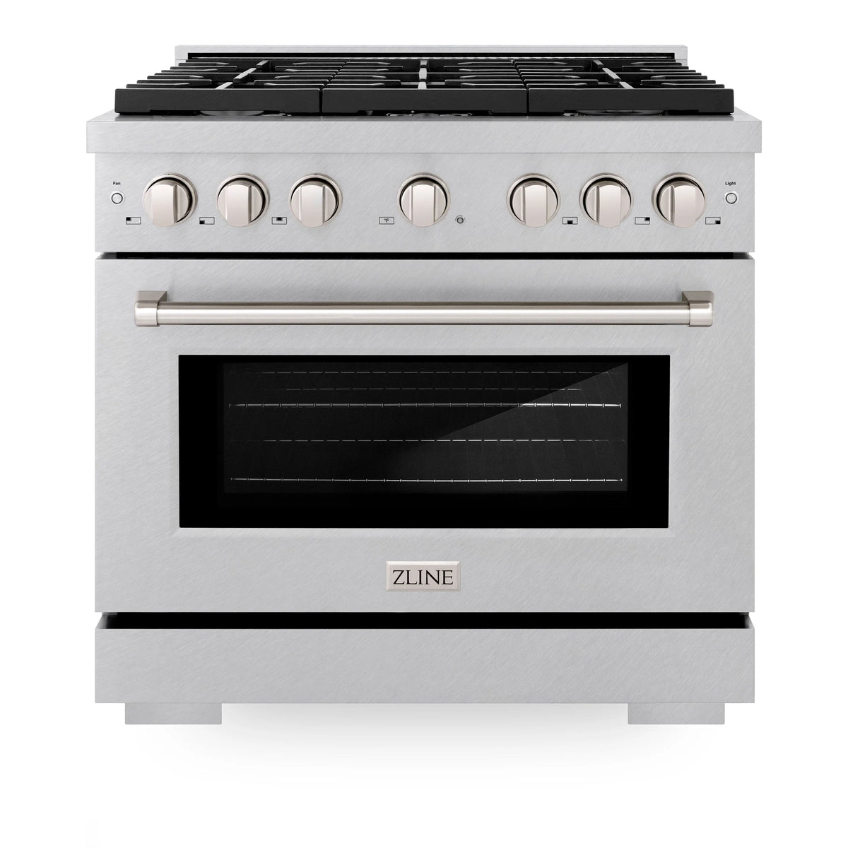ZLINE - 36 in. 5.2 cu. ft. Paramount Dual Fuel Range with 6 Burner Gas Cooktop and Electric Convection Oven in Satin Stainless Steel (SDRS-36)