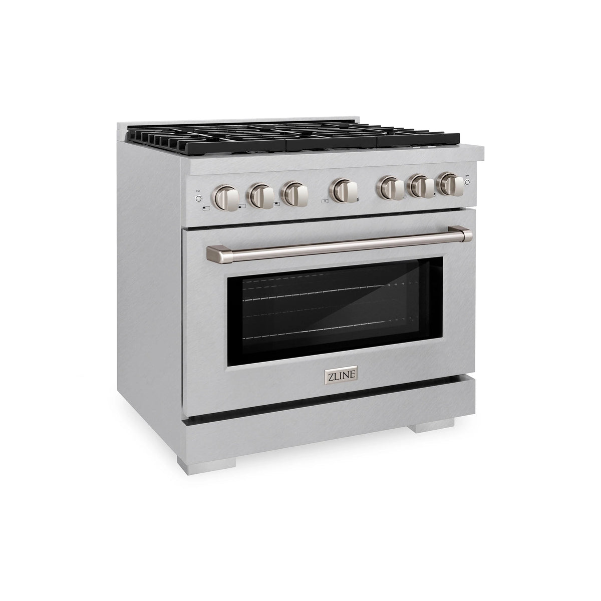 ZLINE - 36 in. 5.2 cu. ft. Paramount Dual Fuel Range with 6 Burner Gas Cooktop and Electric Convection Oven in Satin Stainless Steel (SDRS-36)