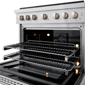 ZLINE - 36 in. 5.2 cu. ft. Paramount Dual Fuel Range with 6 Burner Gas Cooktop and Electric Convection Oven in Satin Stainless Steel (SDRS-36)
