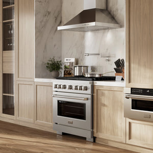ZLINE - 36 in. 5.2 cu. ft. Paramount Dual Fuel Range with 6 Burner Gas Cooktop and Electric Convection Oven in Satin Stainless Steel (SDRS-36)