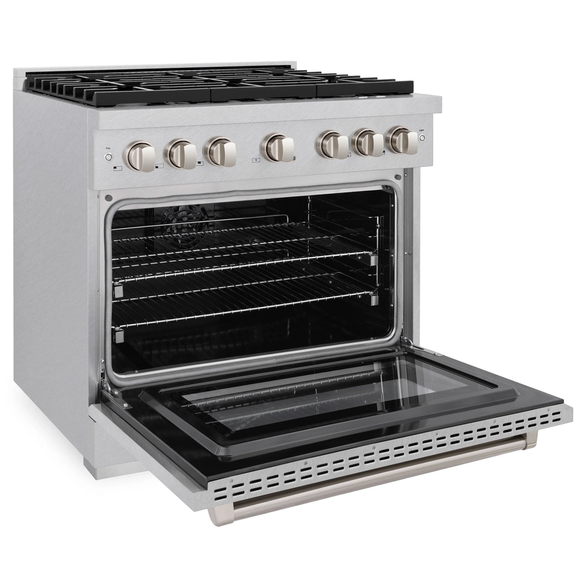 ZLINE - 36 in. 5.2 cu. ft. Paramount Dual Fuel Range with 6 Burner Gas Cooktop and Electric Convection Oven in Satin Stainless Steel (SDRS-36)