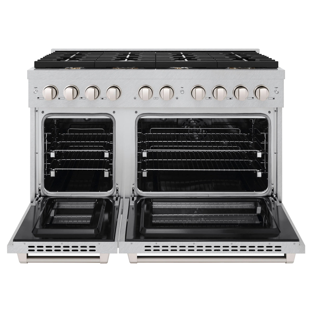 ZLINE - 48 in. 6.7 cu. ft. Paramount Double Oven Dual Fuel Range in Satin Stainless Steel with 8 Brass Burners (SDRS-BR-48)