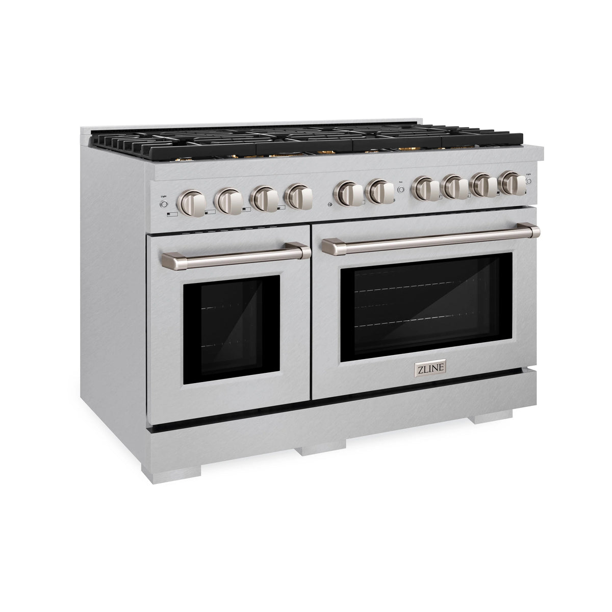 ZLINE - 48 in. 6.7 cu. ft. Paramount Double Oven Dual Fuel Range in Satin Stainless Steel with 8 Brass Burners (SDRS-BR-48)
