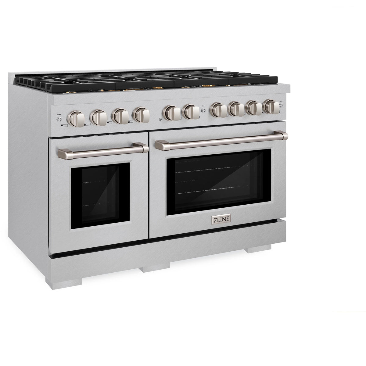 ZLINE - 48 in. 6.7 cu. ft. Paramount Double Oven Dual Fuel Range in Satin Stainless Steel with 8 Brass Burners (SDRS-BR-48)