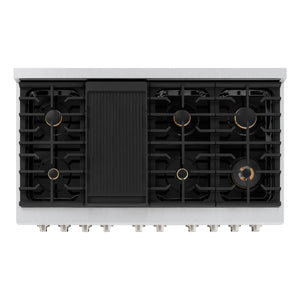 ZLINE - 48 in. 6.7 cu. ft. Paramount Double Oven Dual Fuel Range in Satin Stainless Steel with 8 Brass Burners (SDRS-BR-48)