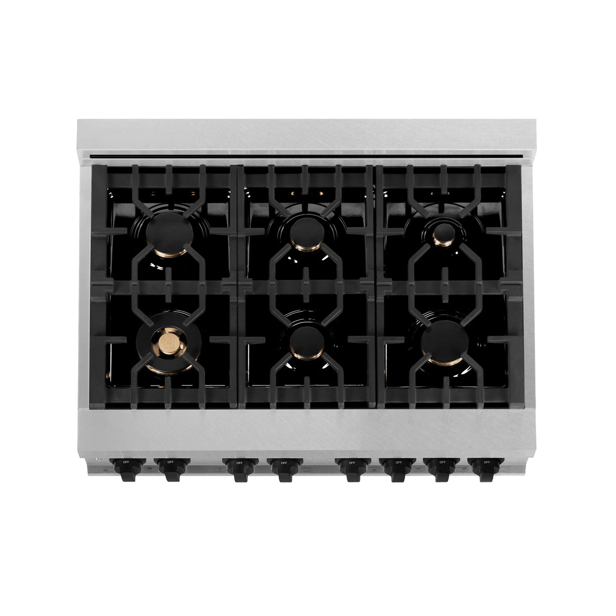 ZLINE - Autograph Edition 36&quot; 4.6 cu. ft. Dual Fuel Range, Gas Stove, and Electric Oven in Fingerprint Resistant Stainless Steel, Matte Black Accents