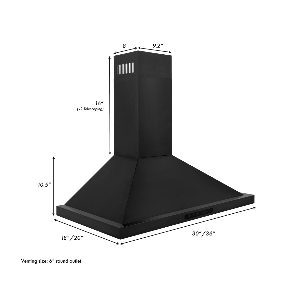 ZLINE - 30&quot; Convertible Vent Wall Mount Range Hood in Black Stainless Steel (BSKBN-30)