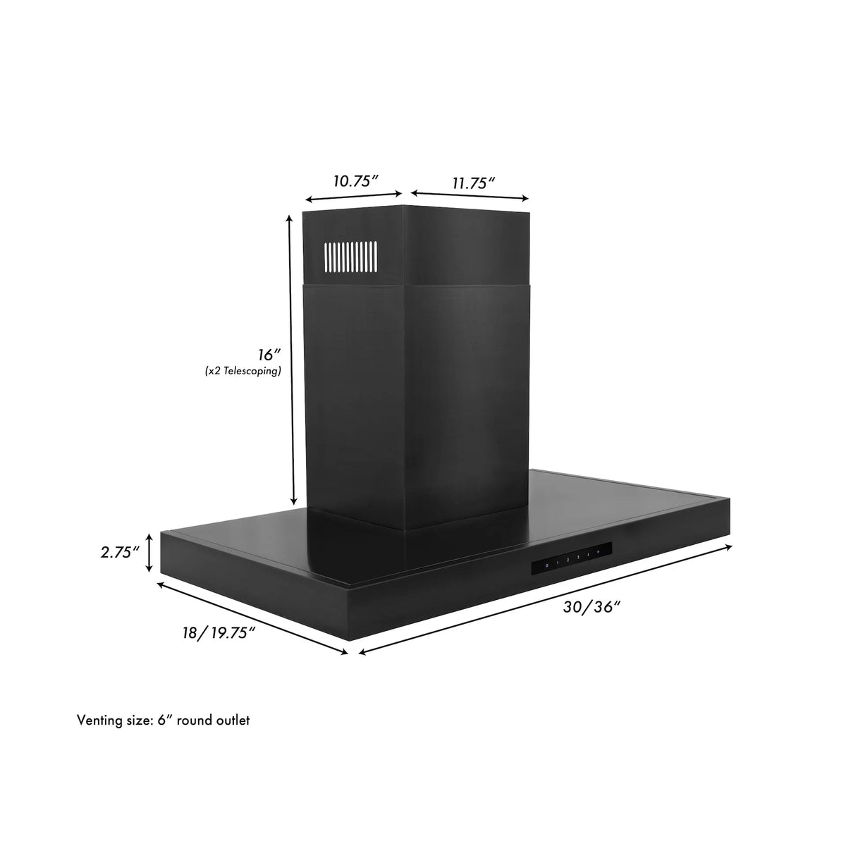 ZLINE - 30&quot; Convertible Vent Wall Mount Range Hood in Black Stainless Steel (BSKEN-30)