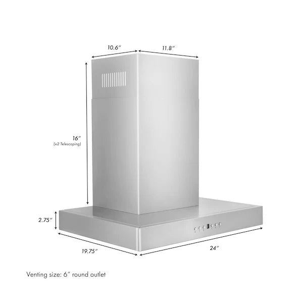ZLINE - 24&quot; Convertible Vent Wall Mount Range Hood in Stainless Steel (KE-24)