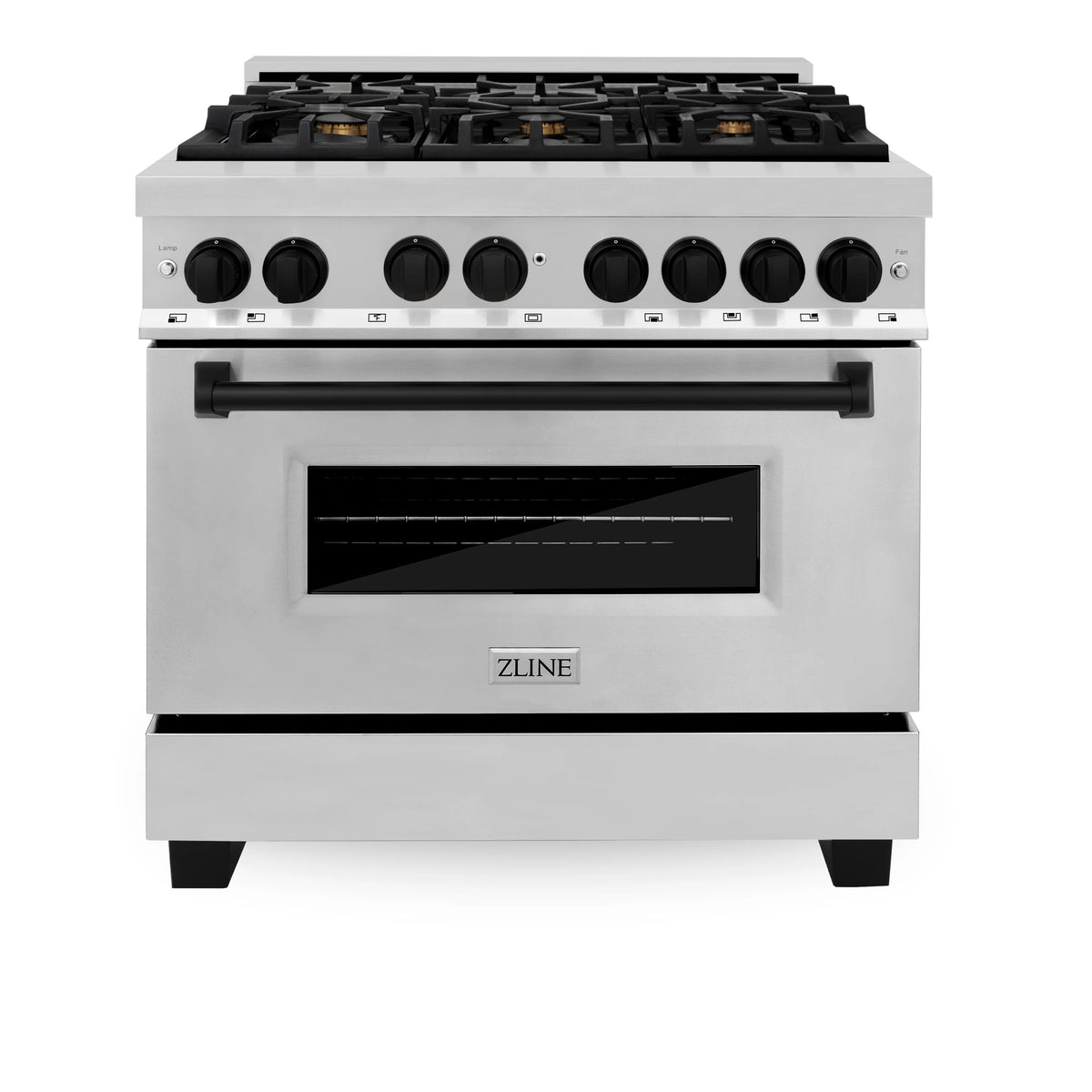 ZLINE - Autograph Edition 36&quot; 4.6 cu. ft. Dual Fuel Range with Gas Stove and Electric Oven in Stainless Steel (RAZ-36-MB)
