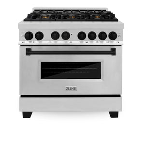 ZLINE Autograph Edition 36" 4.6 cu. ft. Dual Fuel Range with Gas Stove and Electric Oven in Stainless Steel (RAZ-36-MB))