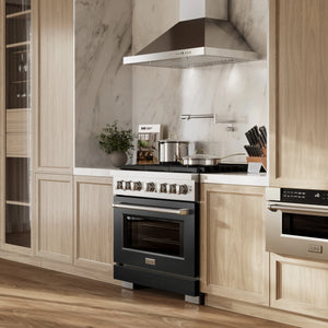 ZLINE - 36 in. 5.2 cu. ft. Paramount Dual Fuel Range with 6 Burner Gas Cooktop and Electric Convection Oven in Stainless Steel with Black Matte Door
