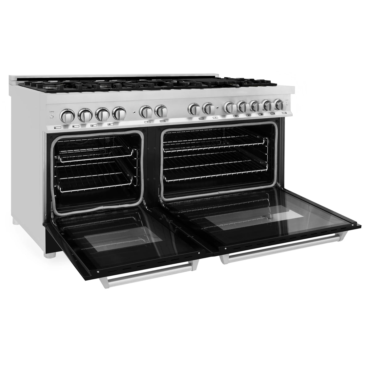 ZLINE - 60&quot; 7.4 cu. ft. Dual Fuel Range with Gas Stove and Electric Oven in Stainless Steel and Black Matte Door (RA-BLM-60)