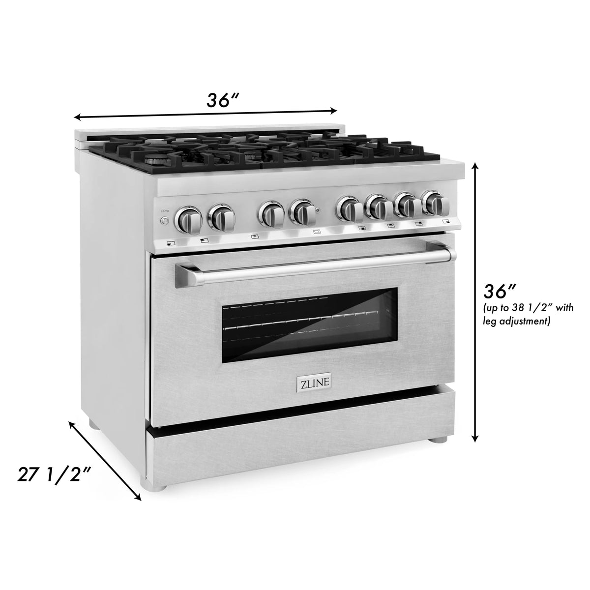 ZLINE - 36&quot; 4.6 cu. ft. Dual Fuel Range with Gas Stove and Electric Oven in Fingerprint Resistant Stainless Steel (RA-SN-36)