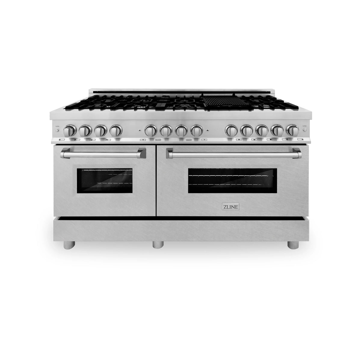 ZLINE - 60&quot; 7.4 cu. ft. Dual Fuel Range with Gas Stove and Electric Oven in Fingerprint Resistant Stainless Steel