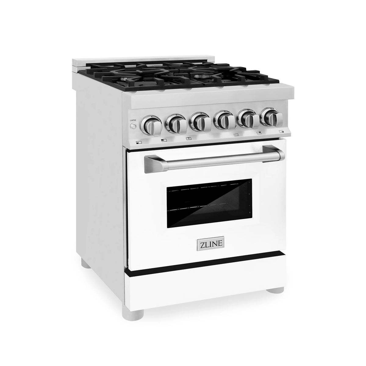 ZLINE - 24&quot; 2.8 cu. ft. Dual Fuel Range with Gas Stove and Electric Oven in Stainless Steel and White Matte Door (RA-WM-24)
