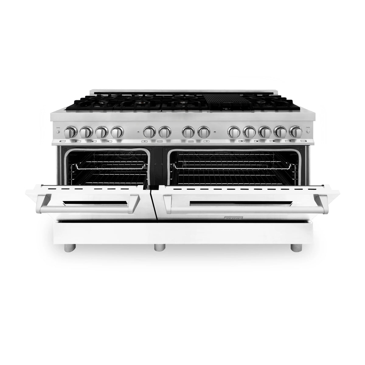 ZLINE - 60&quot; 7.4 cu. ft. Dual Fuel Range with Gas Stove and Electric Oven in Stainless Steel and White Matte Door (RA-WM-60)