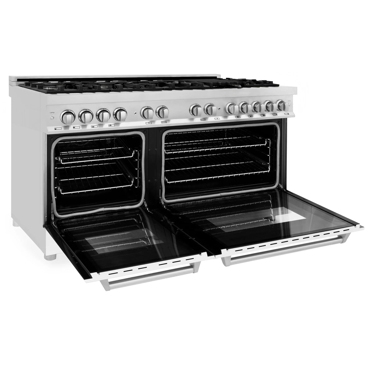 ZLINE - 60&quot; 7.4 cu. ft. Dual Fuel Range with Gas Stove and Electric Oven in Stainless Steel and White Matte Door (RA-WM-60)
